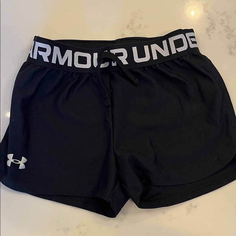 Under Armour Girls Youth Small Athletic Black Shorts